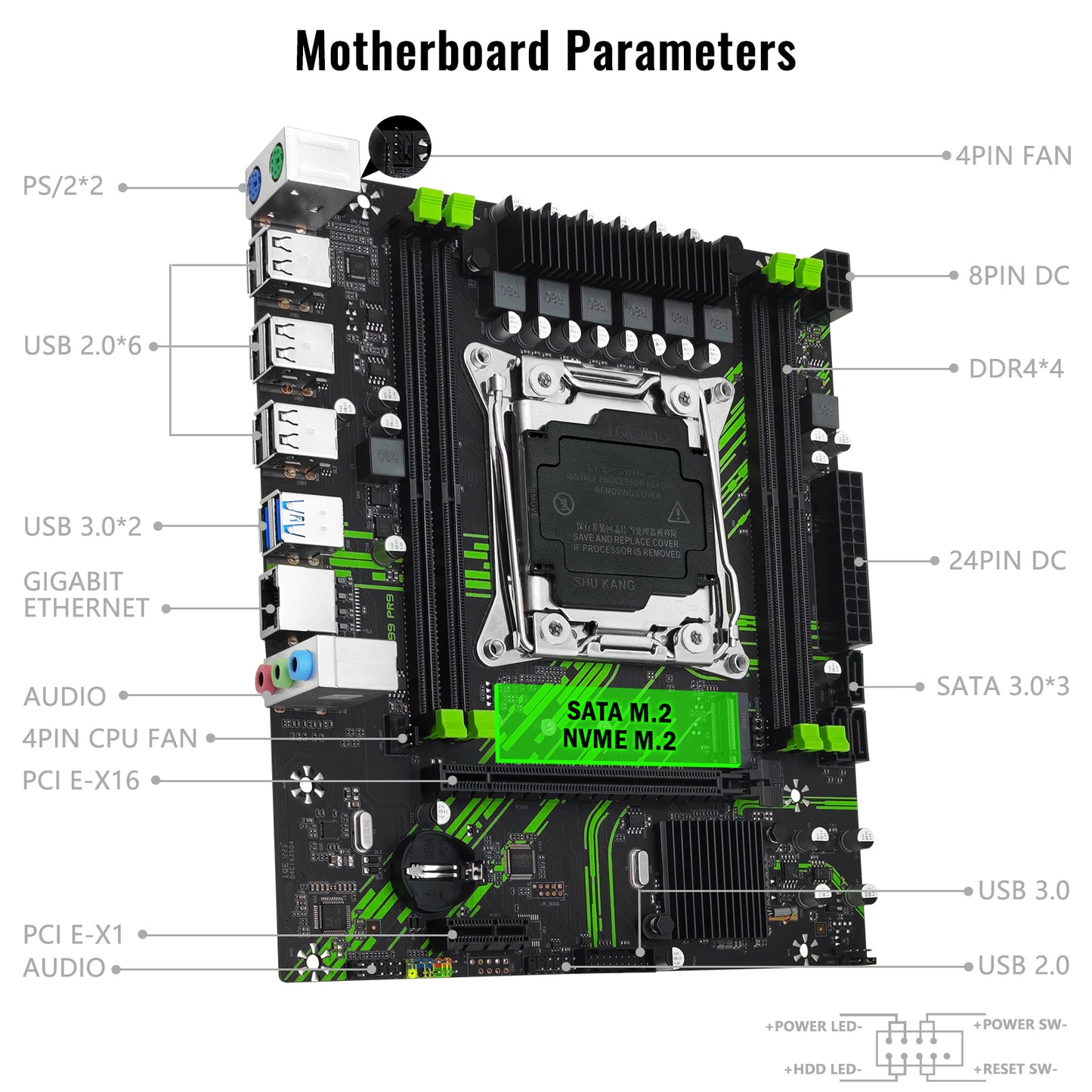 MACHINIST X99 PR9 LGA 2011-3 Motherboard for Intel Xeon E5 V3 V4 LGA 2011-v3 Socket Processor (Micro ATX, DDR4, PCIe 3.0, M.2 Protocol, SATA 3.0, USB 3.0, Gigabit LAN) Server Motherboard