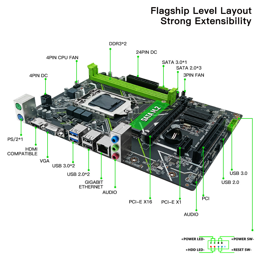 MACHINIST LGA 1155 Motherboard, B75 Micro ATX Computer Motherboards for Desktop PC (Intel 2th/3th Gen, PCIe 2.0, NGFF M.2, PCI, DDR3, SATA 6Gb/s, USB 3.0) for Core i3,i5,i7/Xeon E3 V2/Pentium