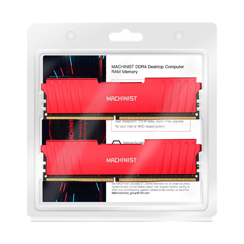 MACHINIST DDR4 RAM 16GB(2x8GB) Desktop Memory Kit 2666MHz DIMM PC4-21300 CL15-15-15-35 1.2V Computer Gaming Memory Module 288 Pin Dual Channel PC RAM Support Overclocking (Red)